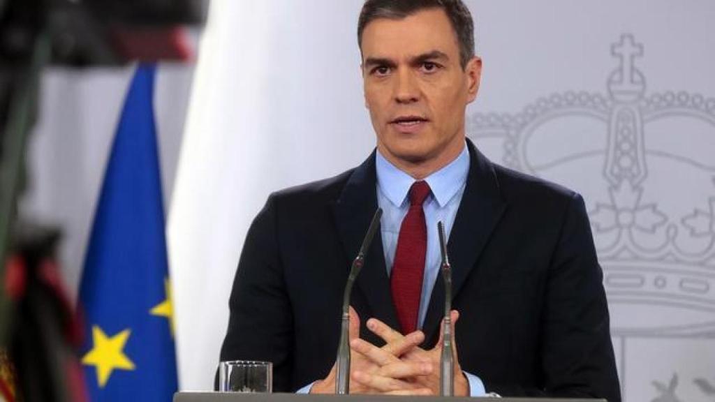 El presidente del Gobierno, Pedro Sánchez, durante una intervención reciente en el Palacio de La Moncloa..L