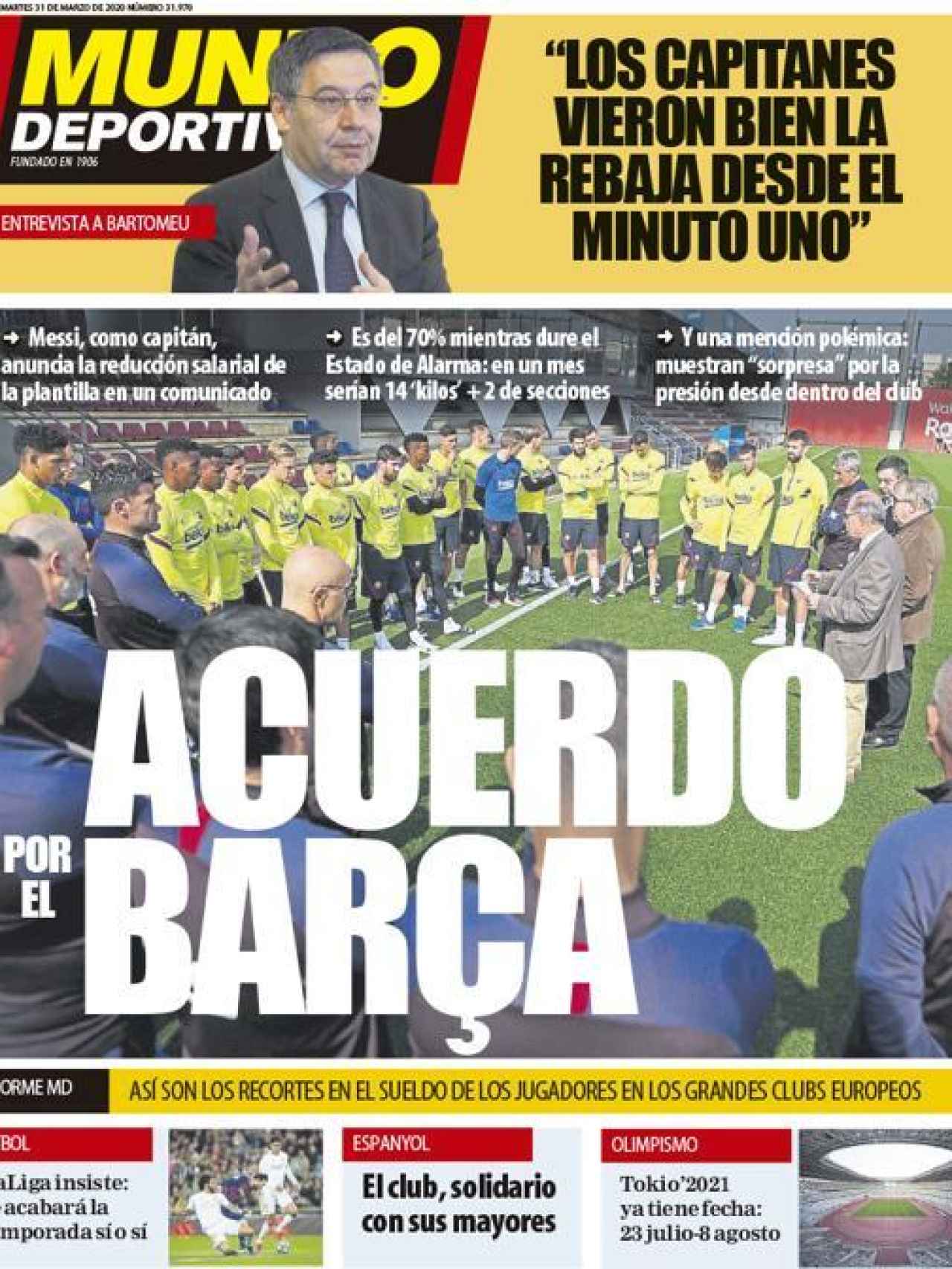 Portada Mundo Deportivo (31/03/2020)