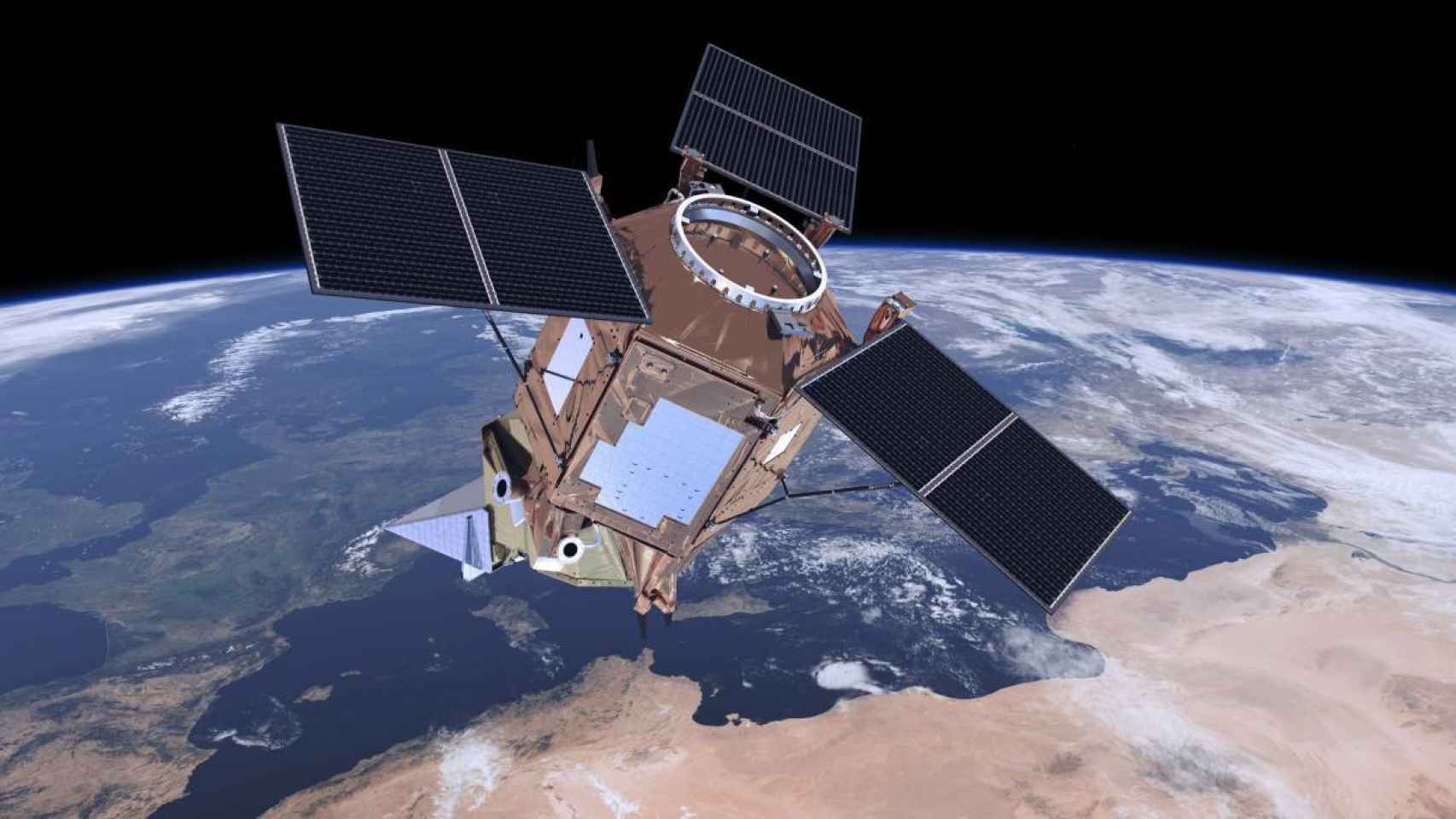 Una imagen del satélite Sentinel-5P operando sobre Europa.