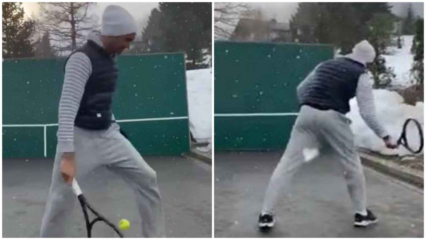 Así entrena Roger Federer bajo la nieva durante la cuarentena
