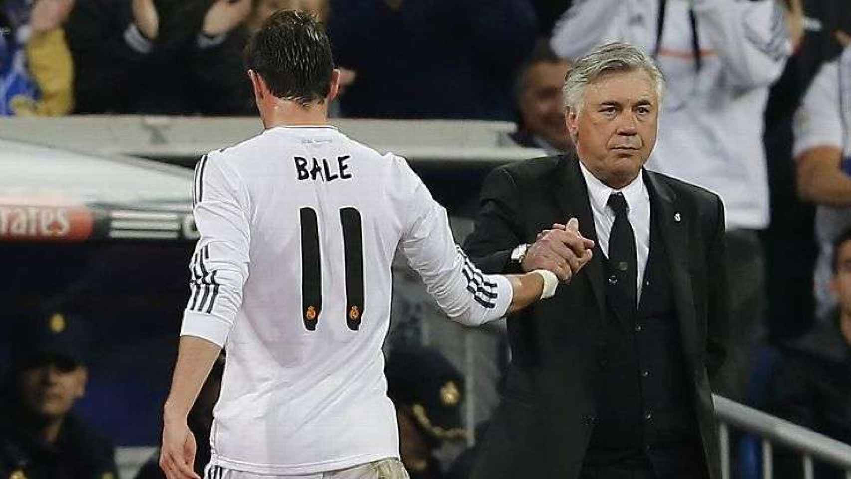 Carlo Ancelotti y Gareth Bale, durante su etapa en el Real Madrid
