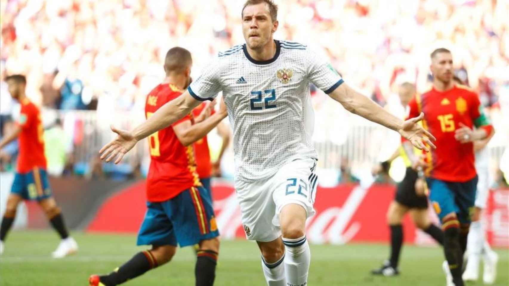 Dzyuba, en el Rusia - España del Mundial de 2018