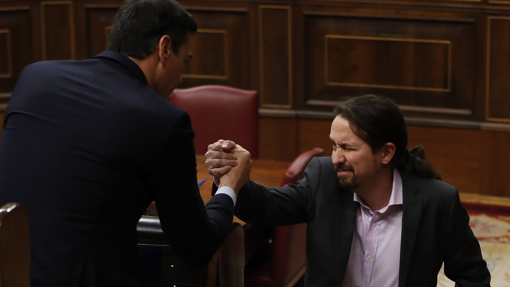 Pedro Sánchez y Pablo Iglesias, en una imagen de archivo en el Congreso./