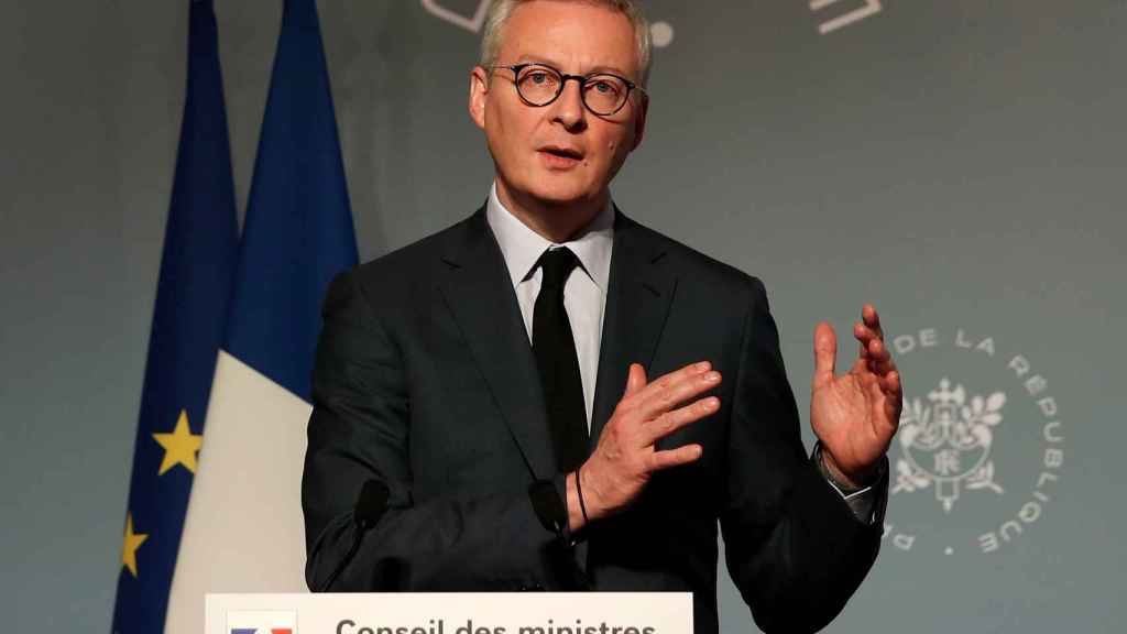 El ministro francés de Finanzas, Bruno Le Maire, en una rueda de prensa