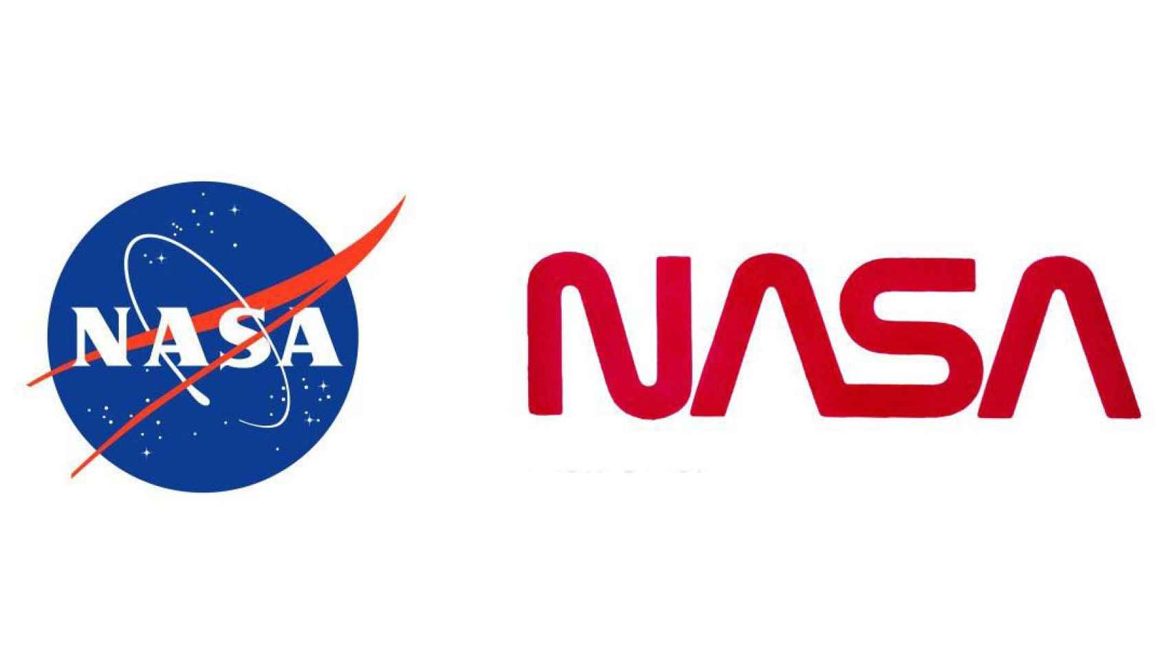 El logo actual de la NASA (izq) y el usado desde 1975 a 1992 (der)