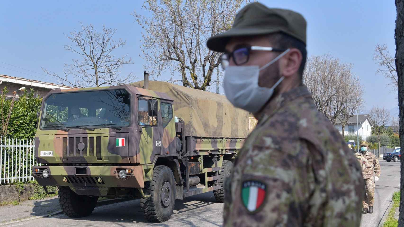 Militares en Bérgamo, epicentro del coronavirus en Italia.