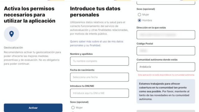 Obtención de datos personales y geolocalización en la app del Gobierno