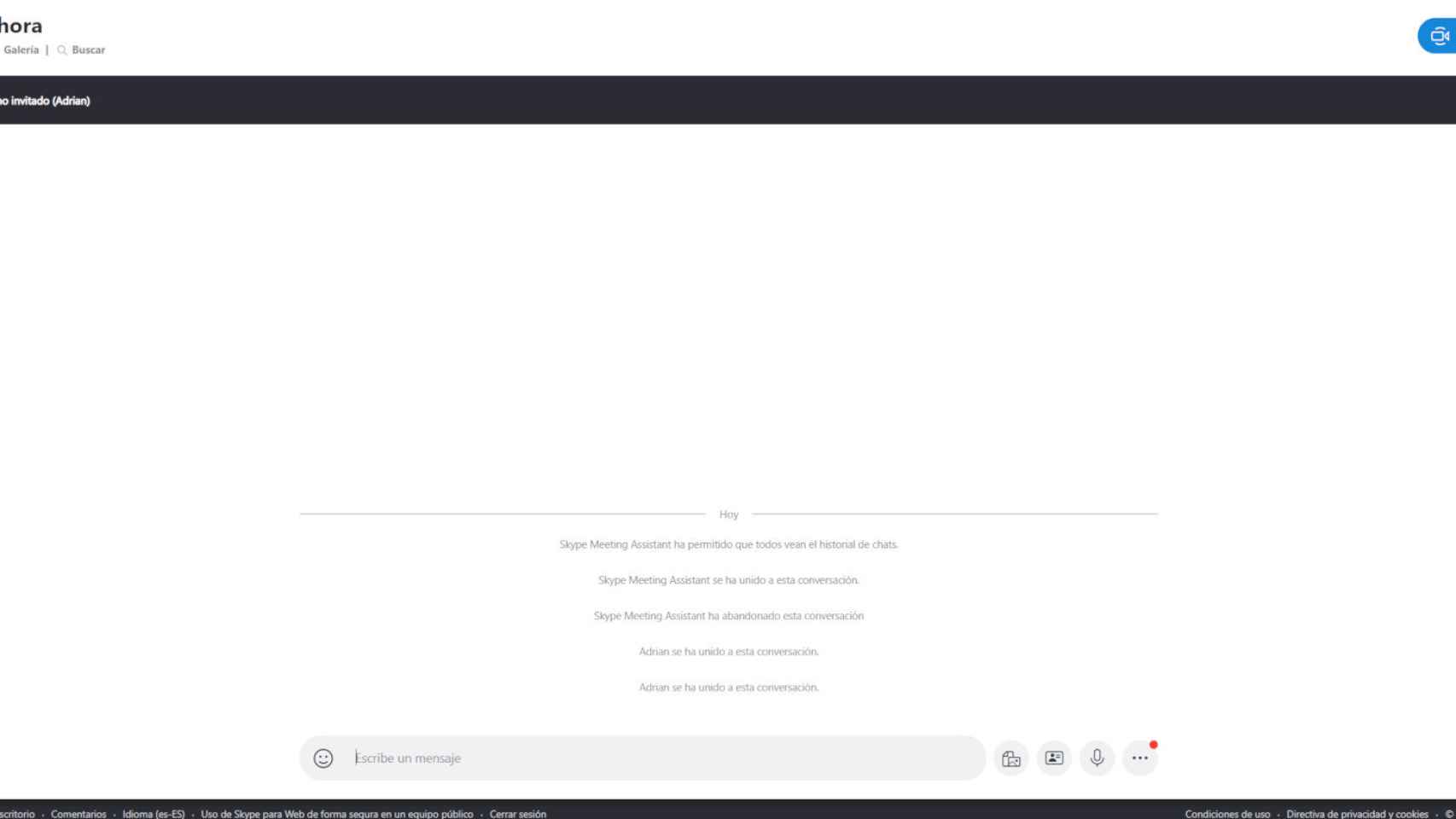 Sala de chat creada con Skype Web