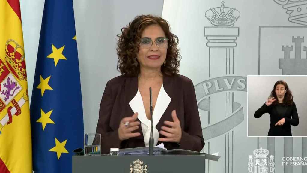 María Jesús Montero, ministra de Hacienda y portavoz, en la Moncloa.
