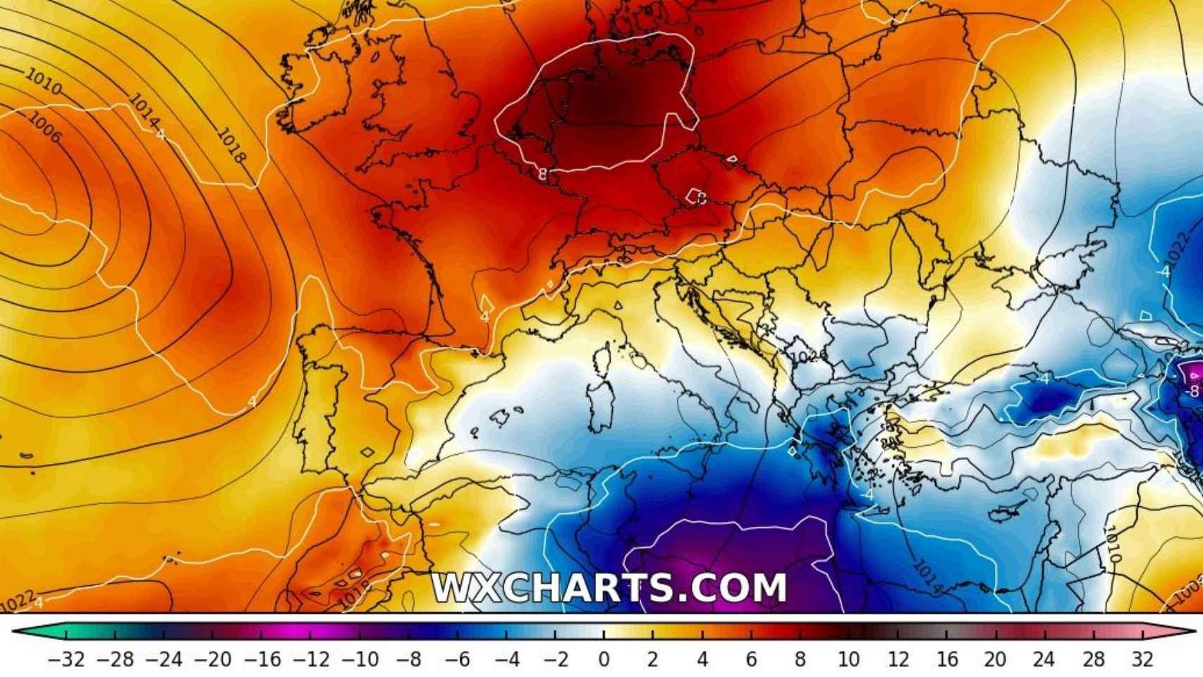 Anomalías de temperaturas a partir del jueves 9 de abril de 2020. Severe-weather.eu