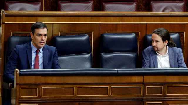 Pedro Sánchez y Pablo Iglesias durante el Pleno para prorrogar el estado de alarma.