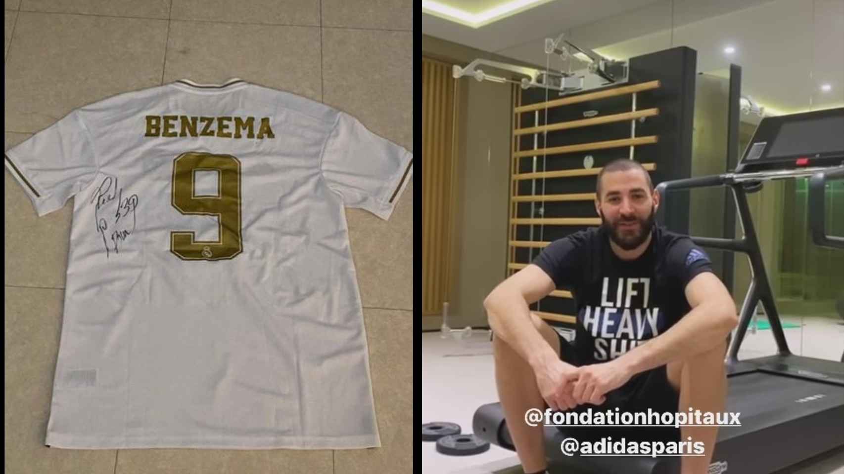 Karim Benzema y la camiseta que dona para recaudar fondos contra el coronavirus