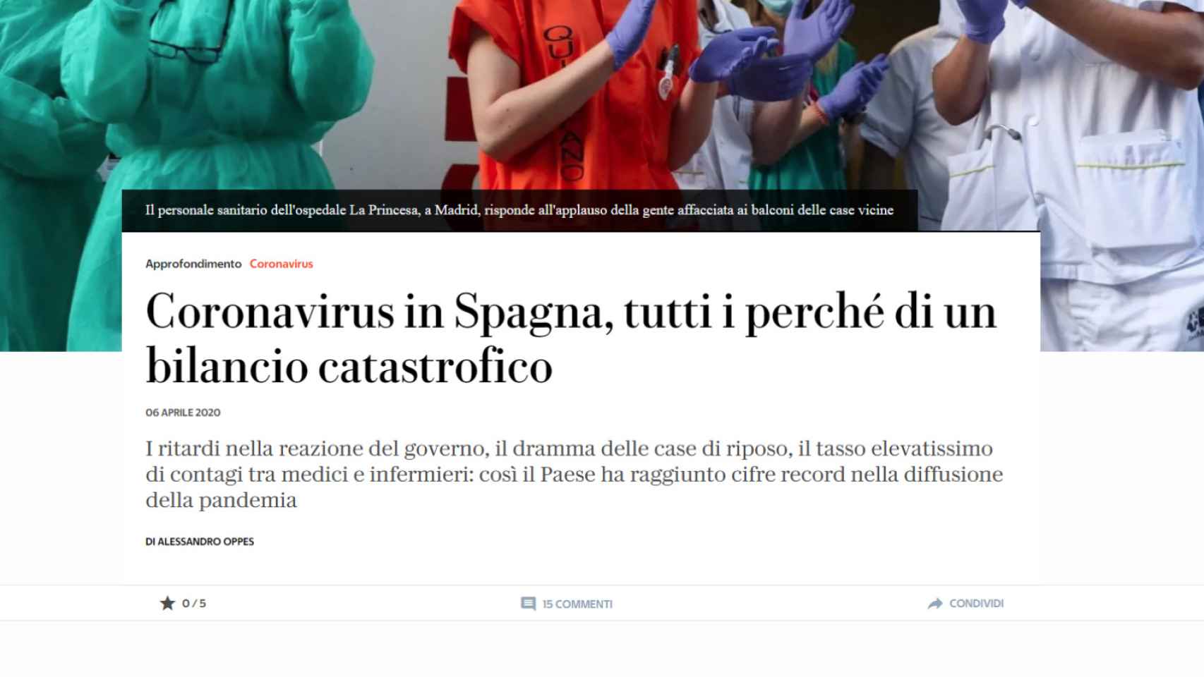 El diario italiano 'La Repubblica' sobre la crisis en España.