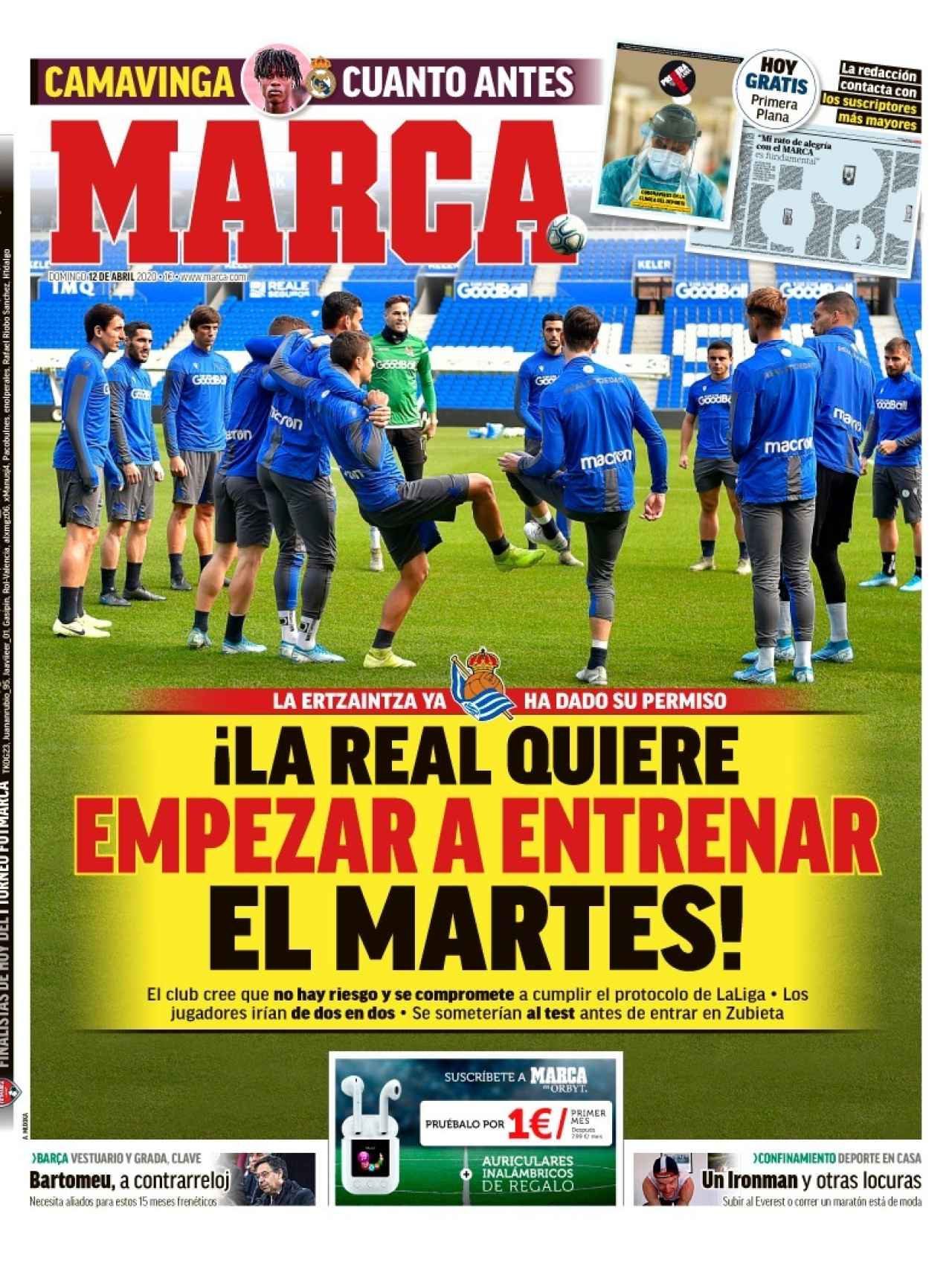 La portada del diario MARCA (12/04/2020)