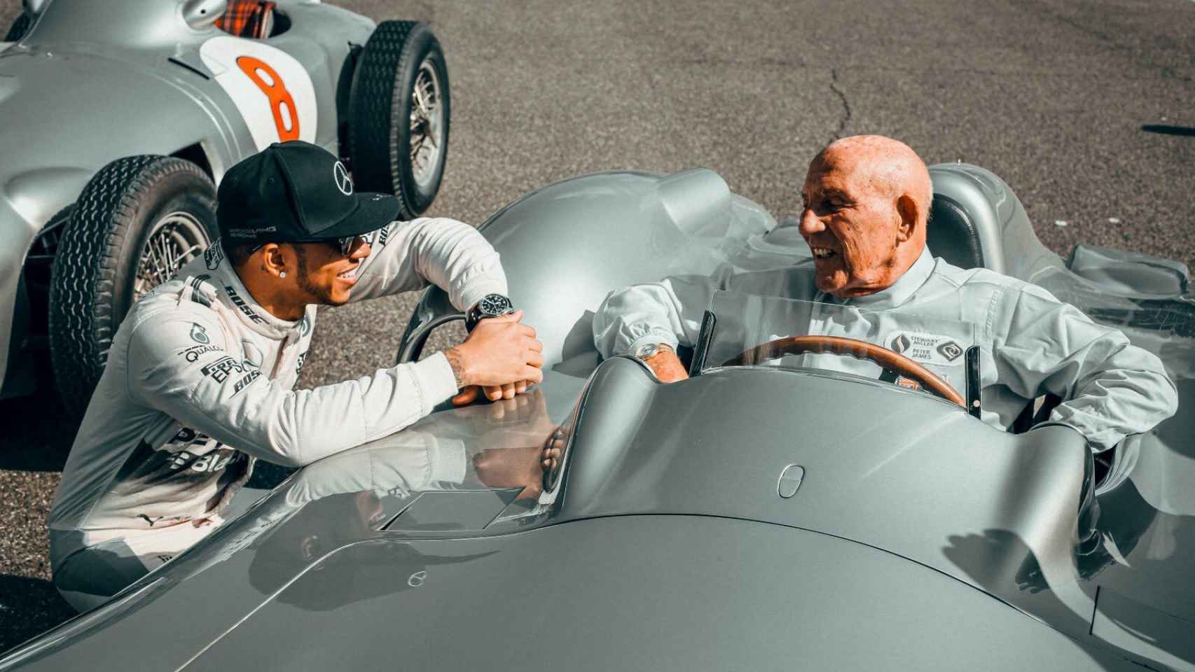 Stirling Moss, junto a Lewis Hamilton