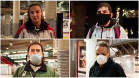 Nuría, Eduardo, Marcelino y Mustafá, cuatro trabajadores en la estación de Atocha.