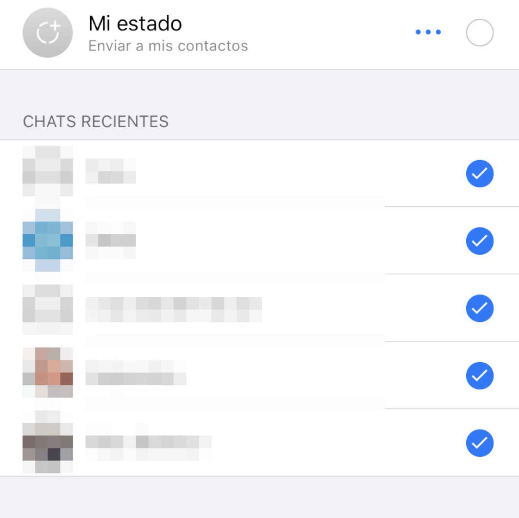 Los mensajes normales de Whatsapp se pueden seguir enviando a cinco chats