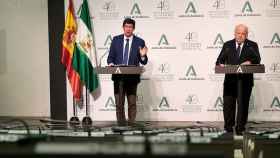 El vicepresidente de la Junta de Andalucía, Juan Marín, y el consejero de Salud, Jesús Aguirre.