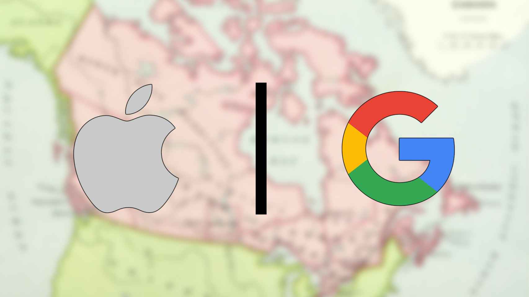 Logos de Apple y Google sobre un mapa.