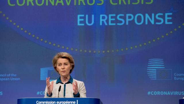 La presidenta Ursula von der Leyen, durante la rueda de prensa de este miércoles