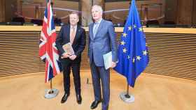 Michel Barnier y David Frost, durante la última ronda presencial del 'brexit' celebrada en marzo