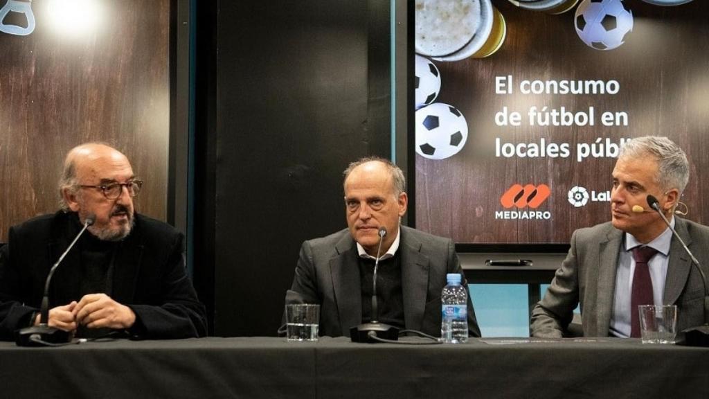 Jaume Roures, junto a Javier Tebas a principios de 2020
