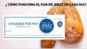 Vale canjeable por pan en Jerez de la iniciativa solidaria del PP en la localidad.