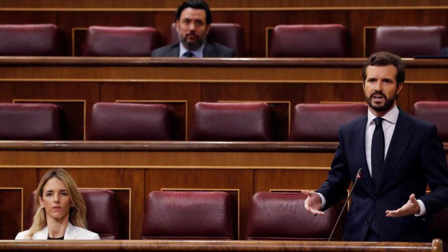 Pablo Casado, durante su intervención en el Congreso en la primera sesión de control al Gobierno del estado de alarma.