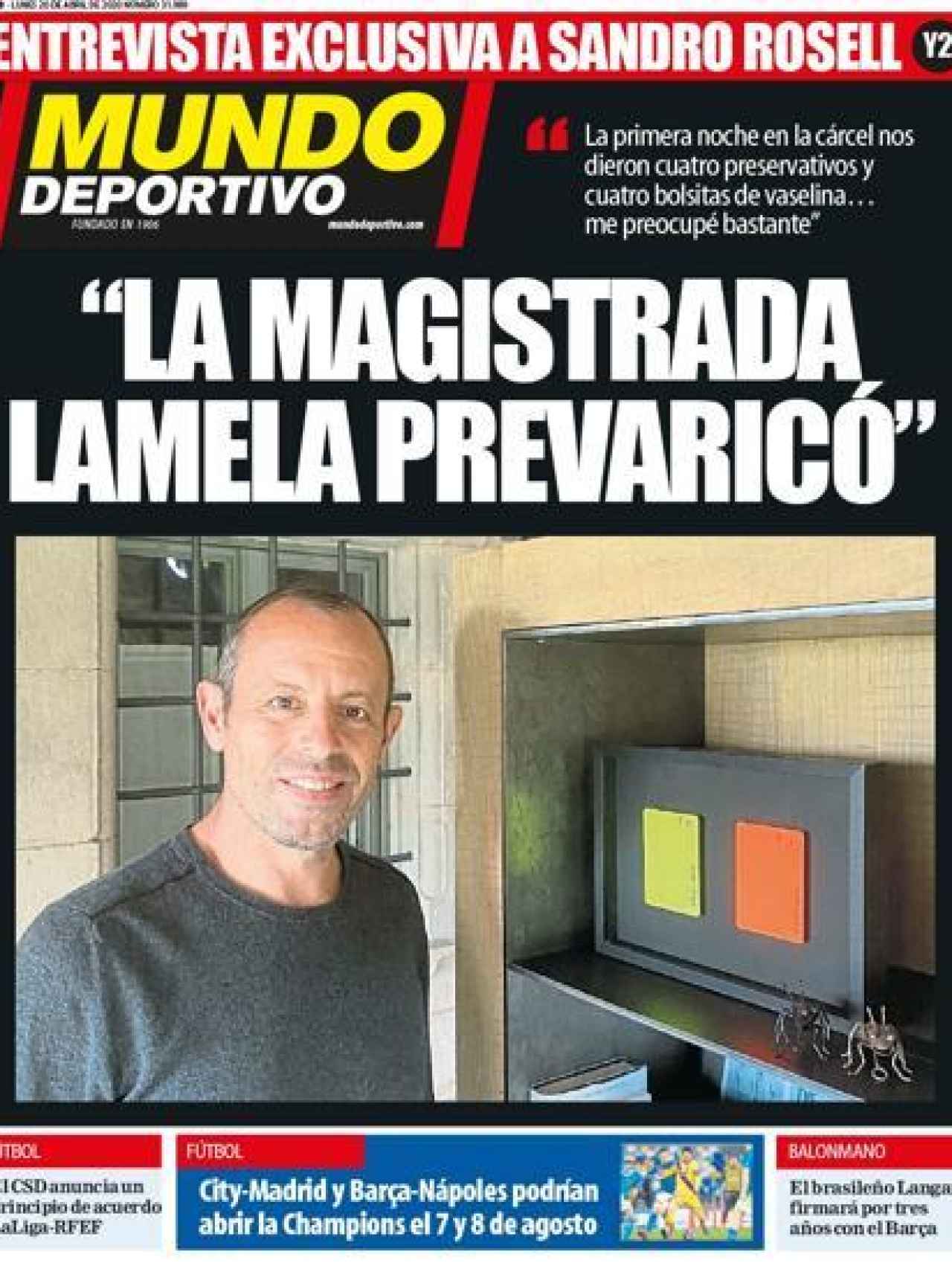La portada del diario Mundo Deportivo (20/04/2020)