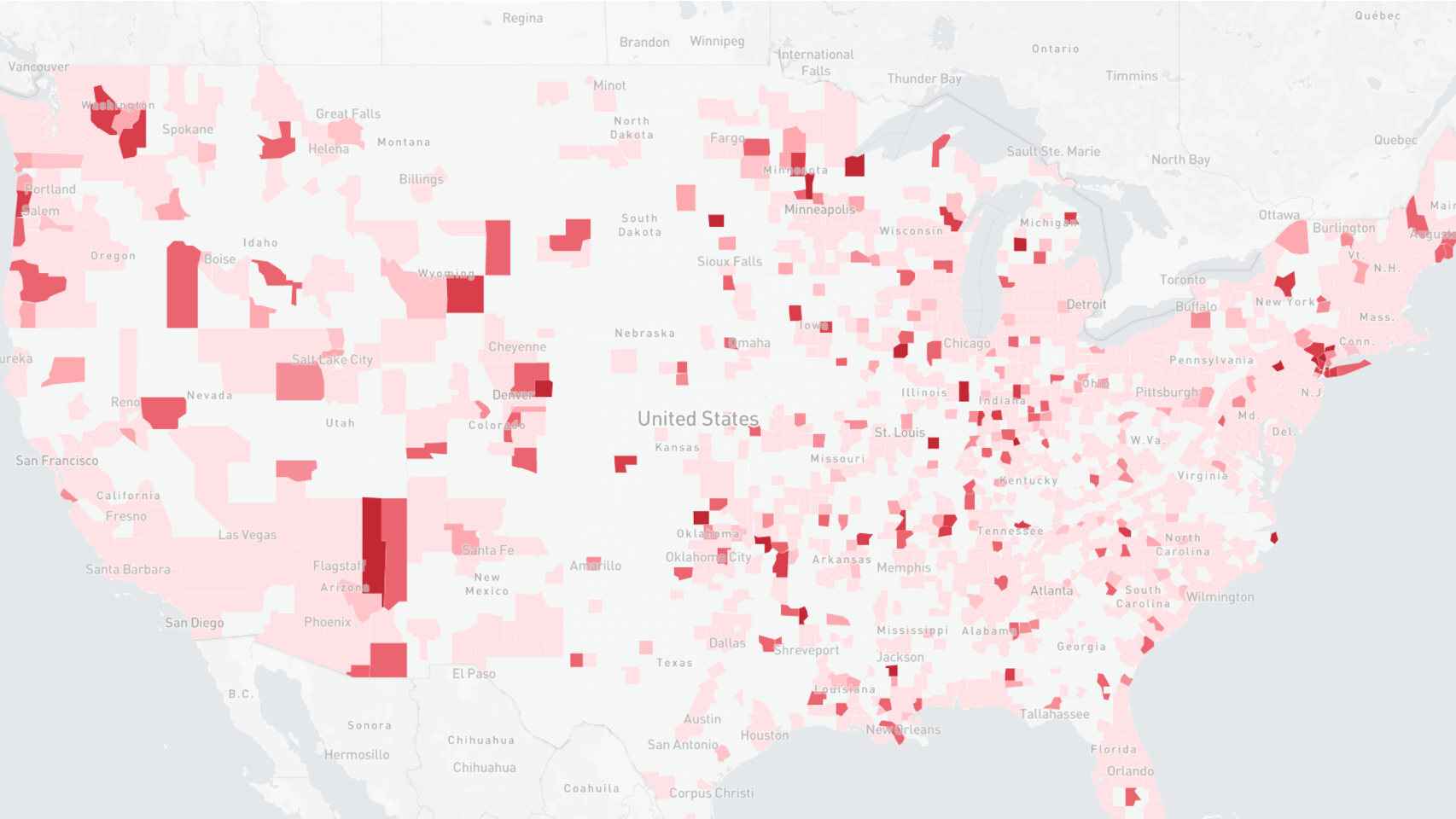 Facebook ha publicado un mapa de expansión del coronavirus en EEUU