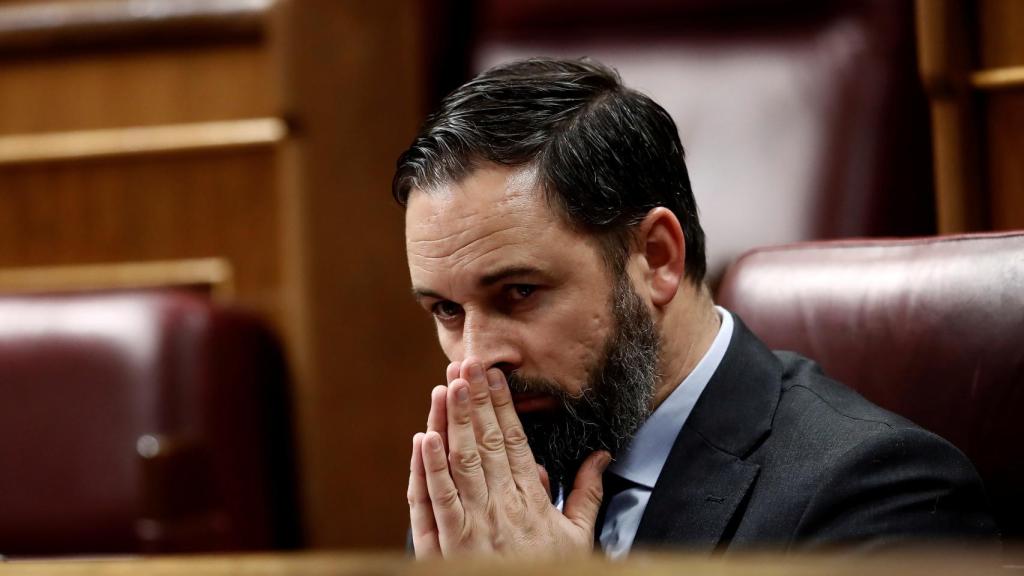 Santiago Abascal (Vox), durante el pleno para la tercera prórroga del estado de alarma.
