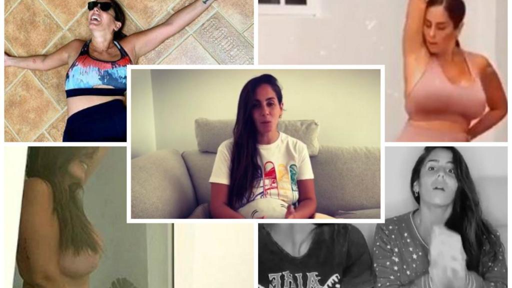 Anabel Pantoja durante cinco momentos de su confinamiento en casa vía Instagram.
