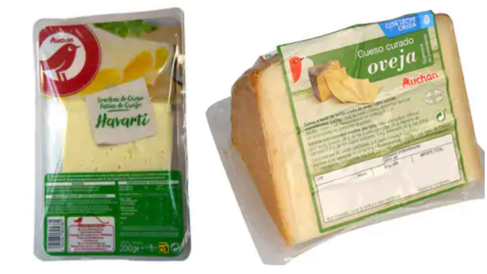 Dos tipos de queso de Auchan, la marca blanca de Alcampo.