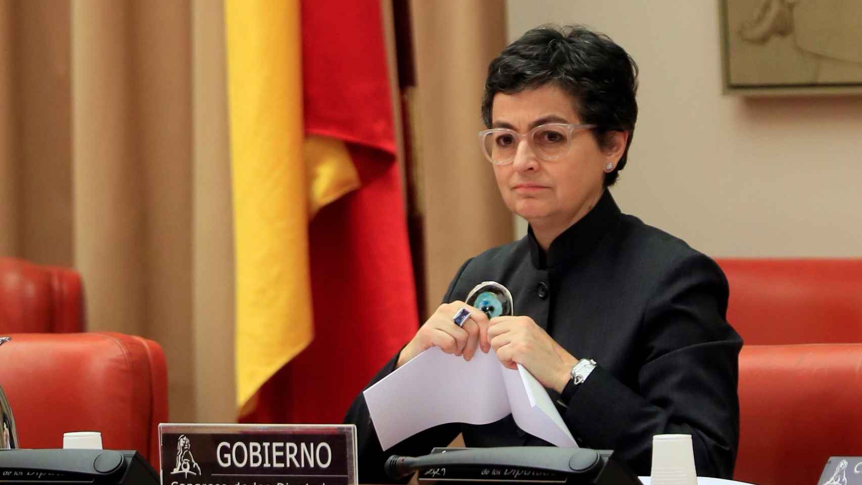 La ministra de Asuntos Exteriores, Arancha González Laya, este jueves en la comisión de Exteriores del Congreso.
