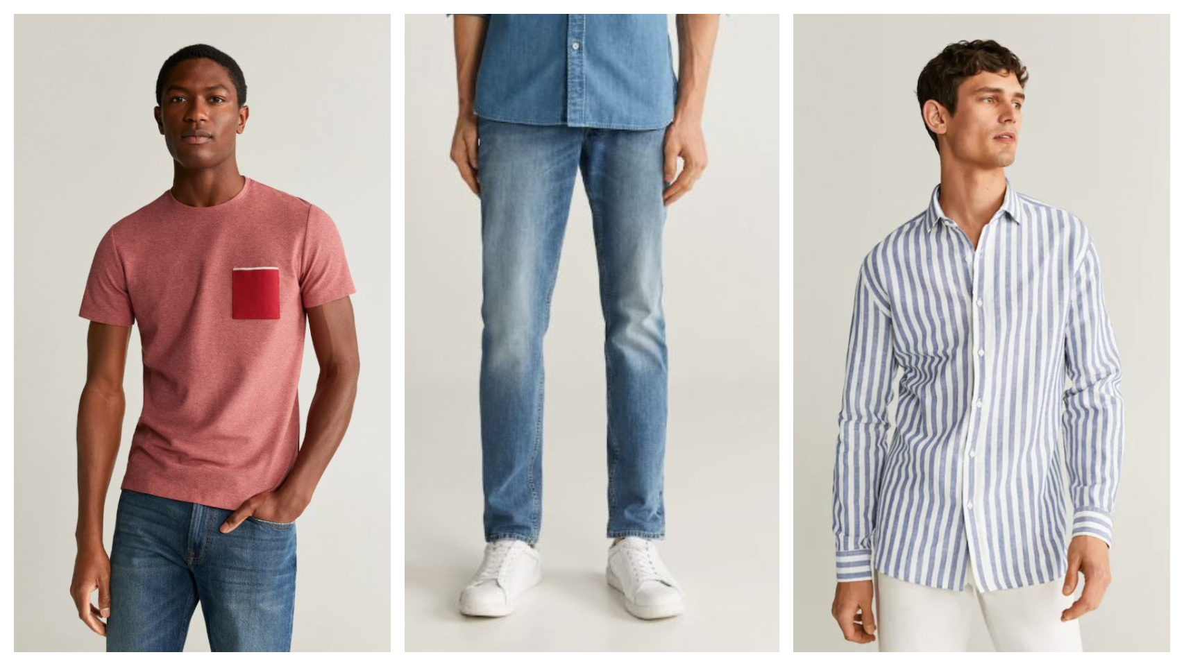 Varios modelos luciendo prendas de 'Spring palette', la nueva colección masculina de Mango.