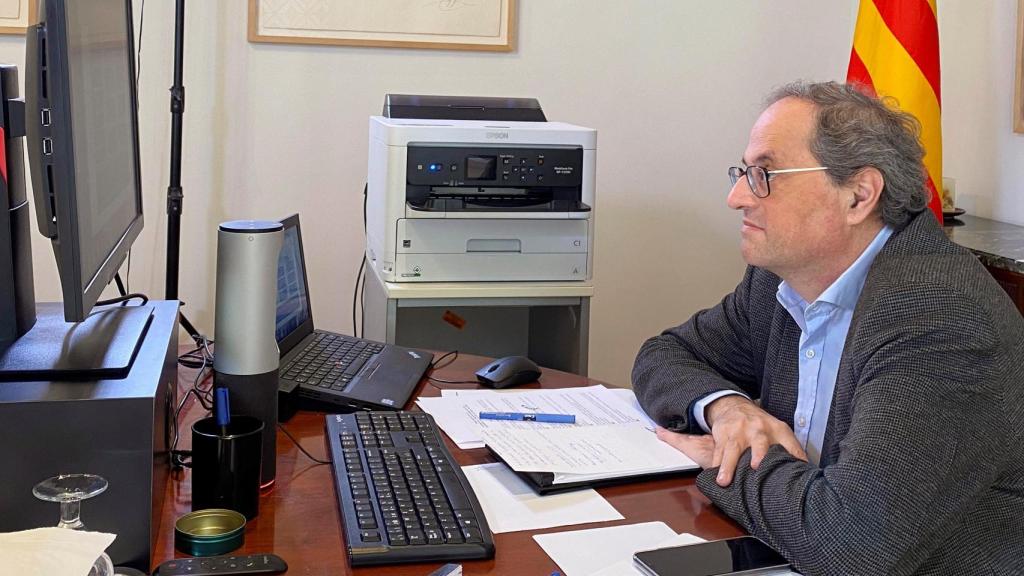 Quim Torra, durante el Consejo Ejecutivo telemático extraordinario de este sábado.
