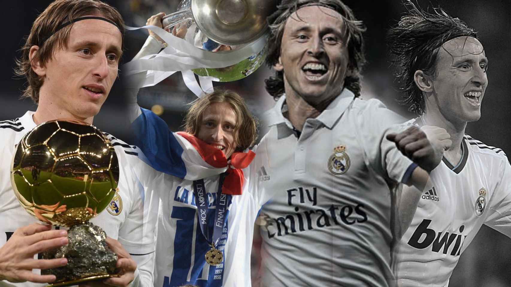 Luka Modric, en sus diferentes éxitos con el Real Madrid