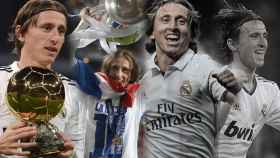 Luka Modric, en sus diferentes éxitos con el Real Madrid