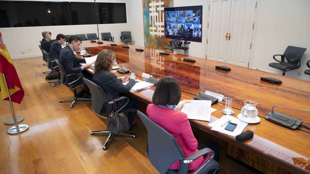 El Gobierno en videoconferencia de presidentes este domingo.
