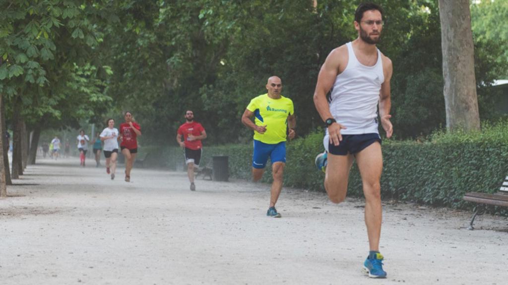 Running en el parque del Retiro.