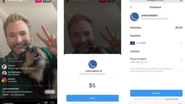 Donaciones en directos de Instagram.