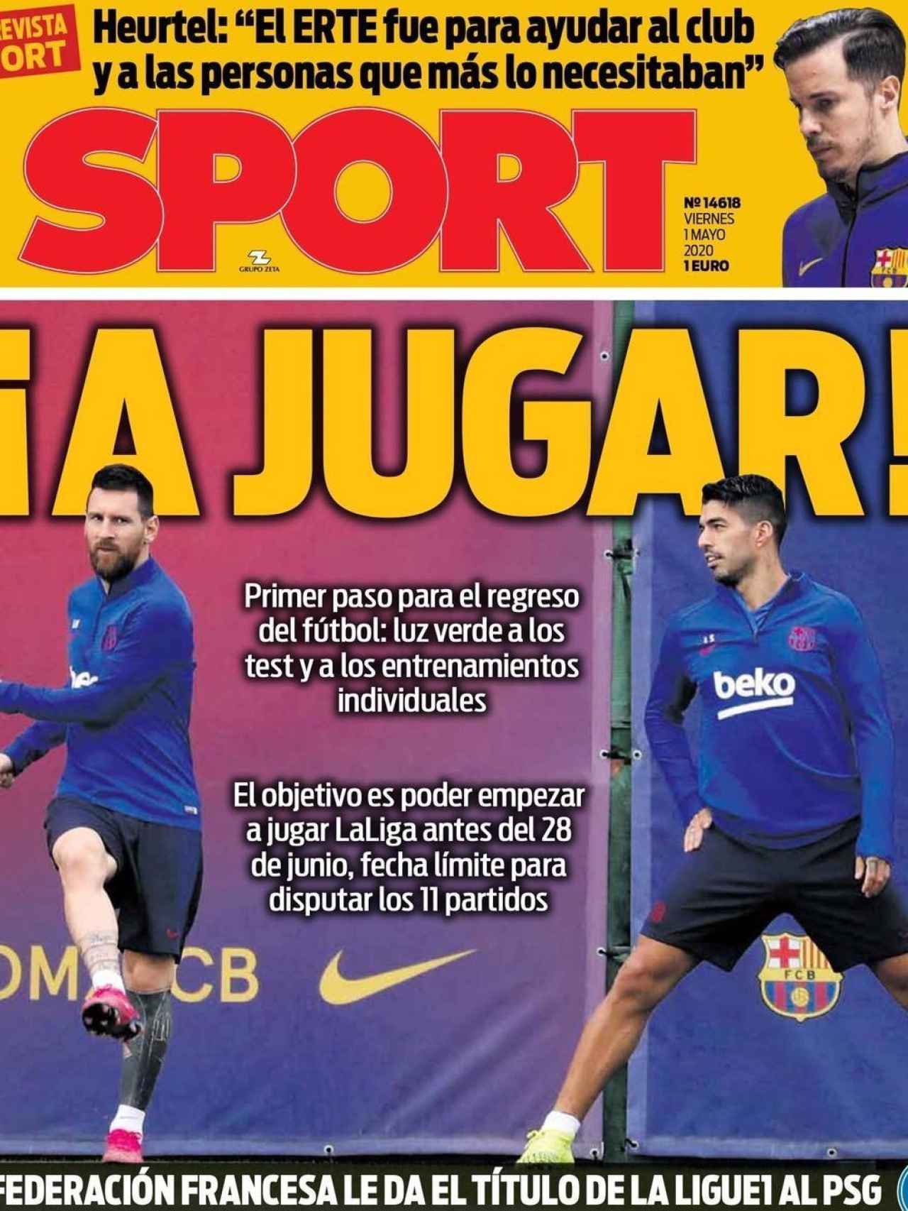 La portada del diario Sport (01/05/2020)