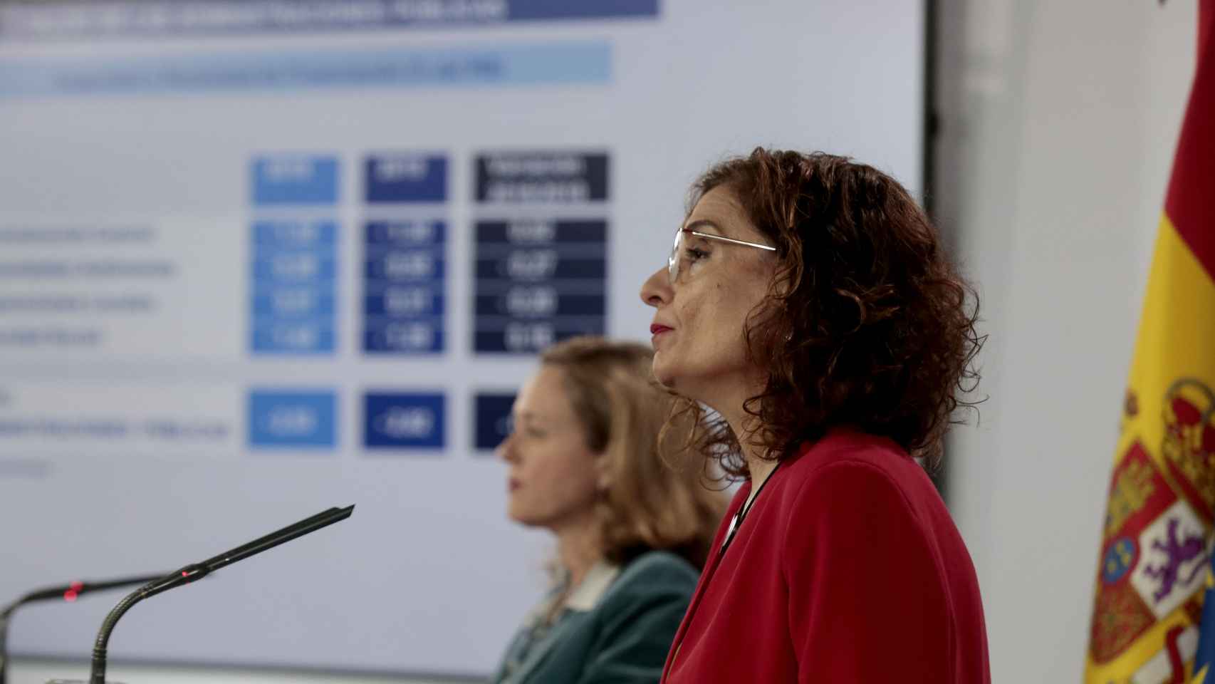 La ministra de Hacienda, María Jesús Montero, y la vicepresidenta Nadia Calviño.
