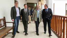 Paco de la Rosa, Emiliano García-Page, Carlos Duque y Ángel Nicolás, de izquierda a derecha, este lunes en el Palacio de Fuensalida (Fotos: JCCM)