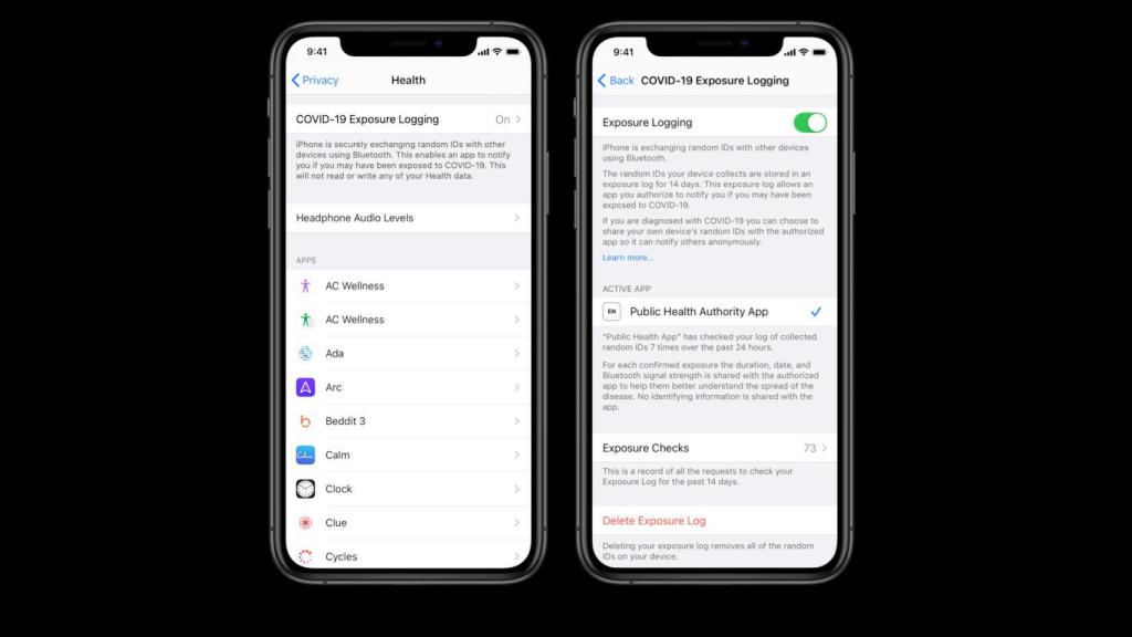 Configuración de la privacidad de rastreo del coronavirus en iOS