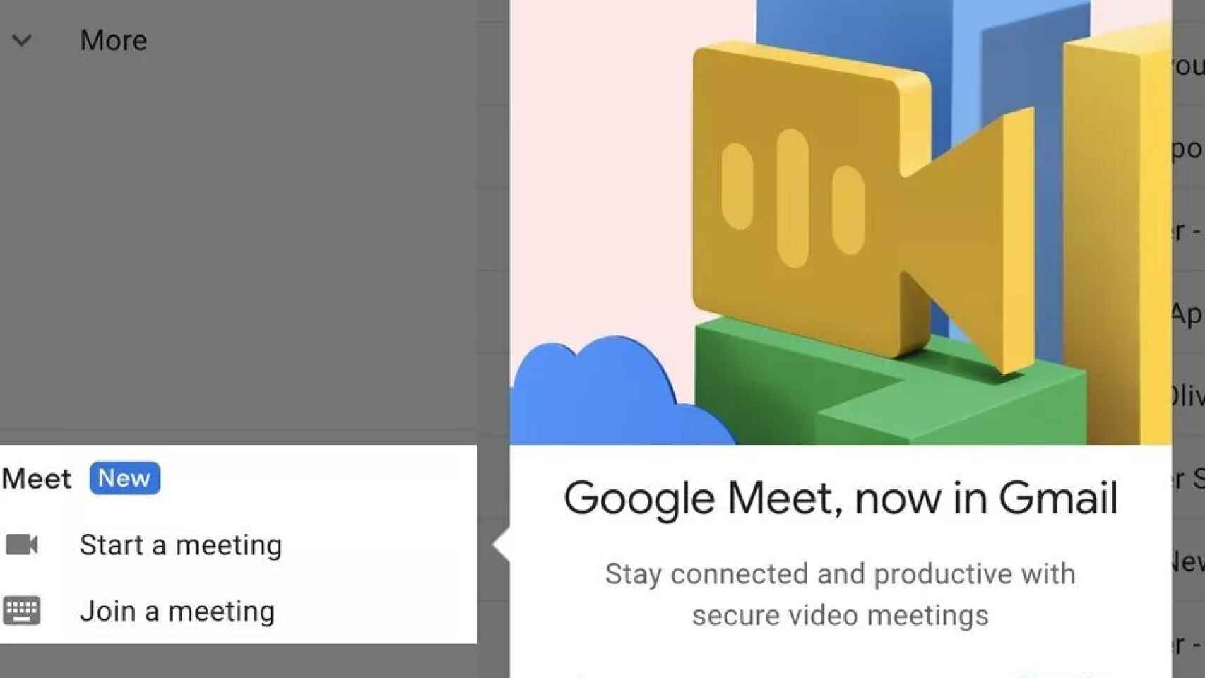 Integración de Meet con Gmail.