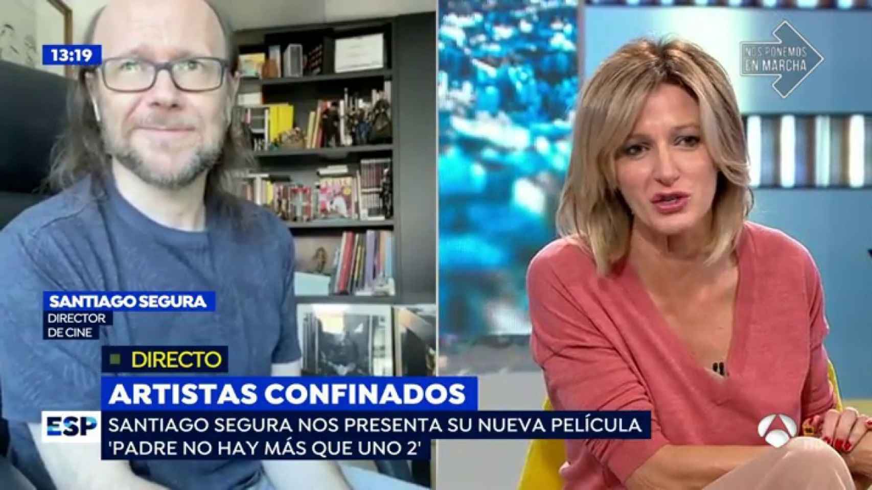 Santiago Segura en su videollamada con 'Espejo Público'.