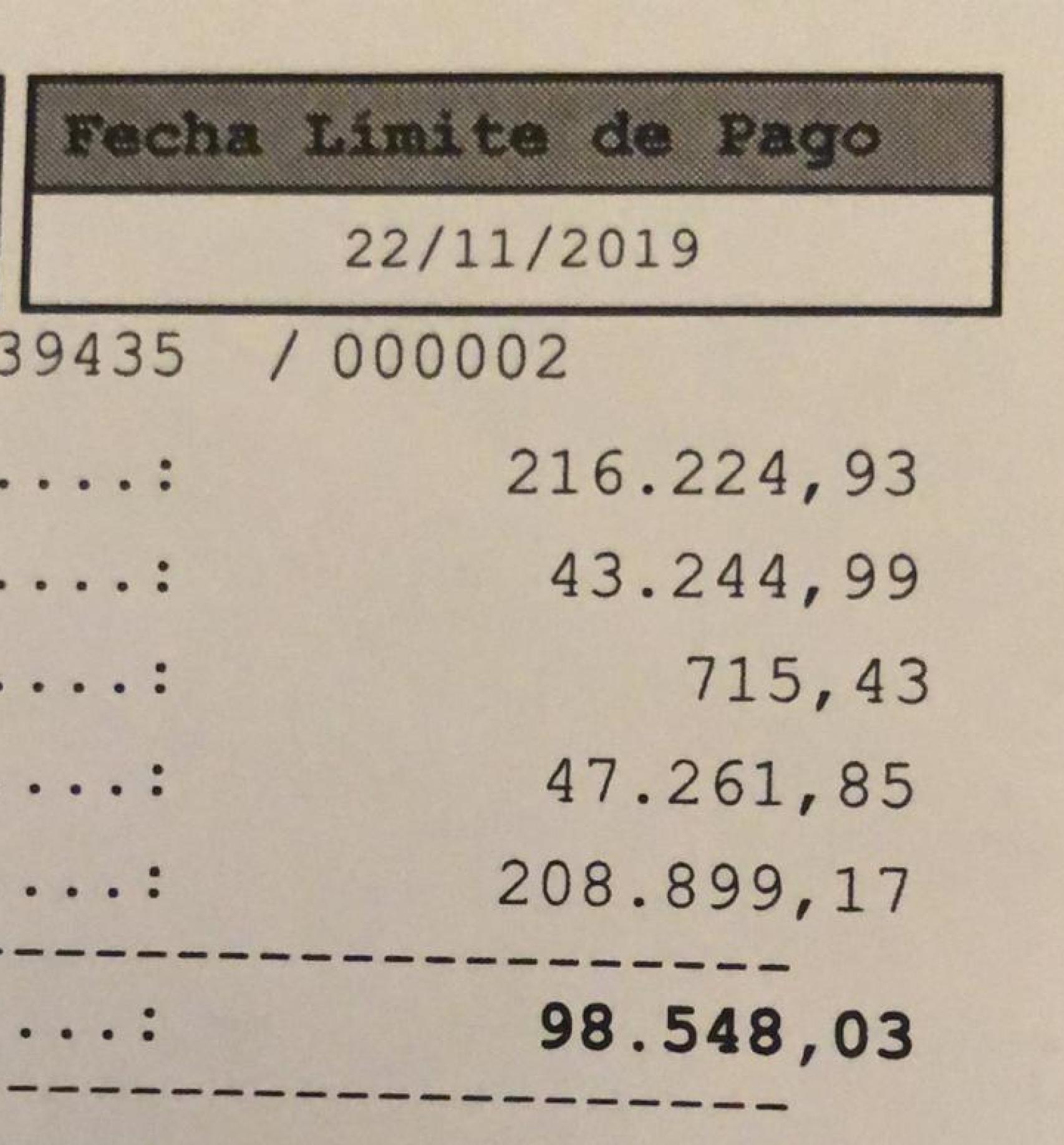 El pago del interés por la deuda del impuesto de sucesiones, a finales de 2019.