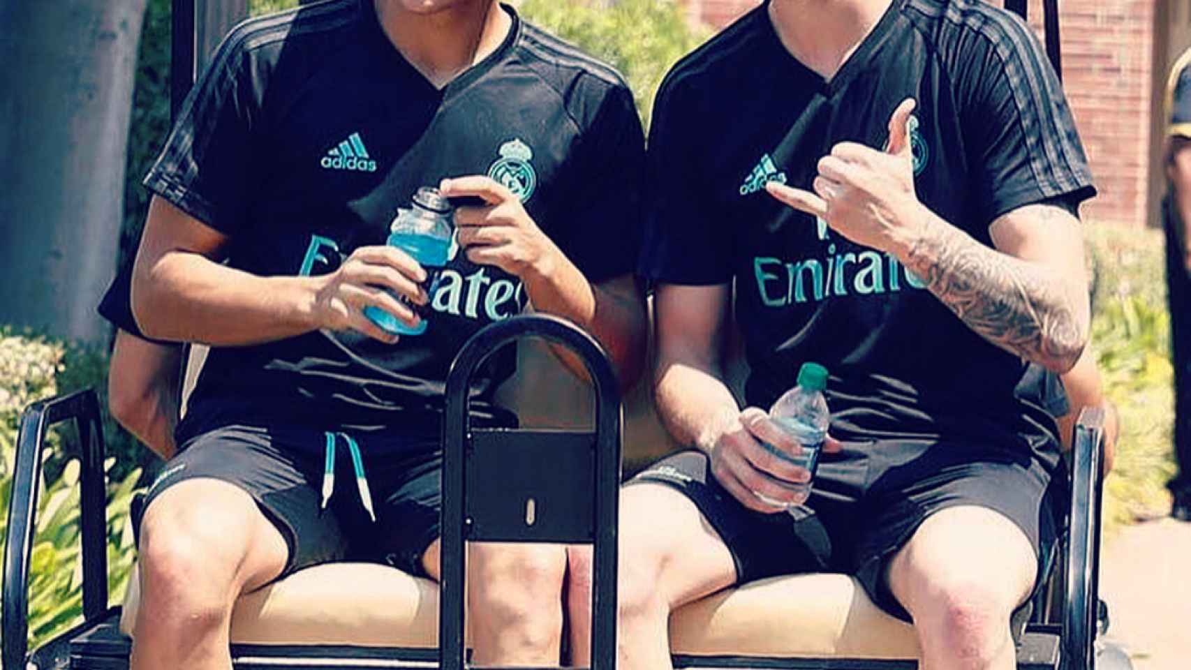 Manu Hernando y Óscar Rodríguez, durante la gira de pretemporada del Real Madrid