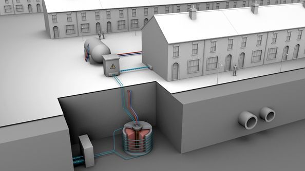 Ejemplo de integración de una batería térmica en un área residencial. Foto: IES-UPM